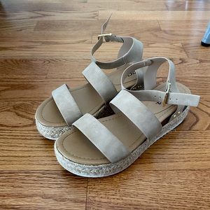 Tan Platform Strappy Sandals